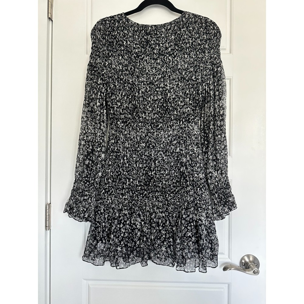LoveShackFancy Scarlett Mini Dress, Ruched Chiffon, Evening Sky Star Black |  XS - Picture 5 of 6
